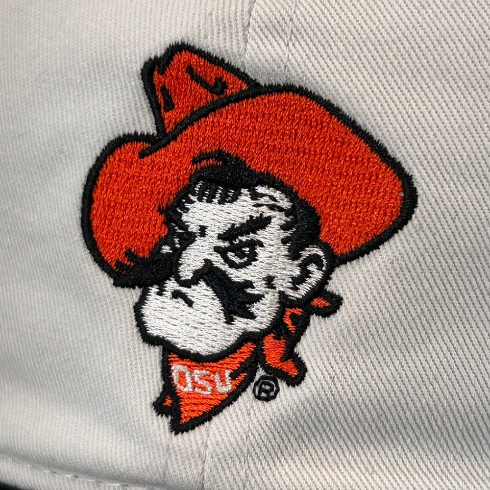 Oklahoma State Pistol Pete Mens Black White Hat Go Pokes Adjustable OSFM - Picture 2 of 12